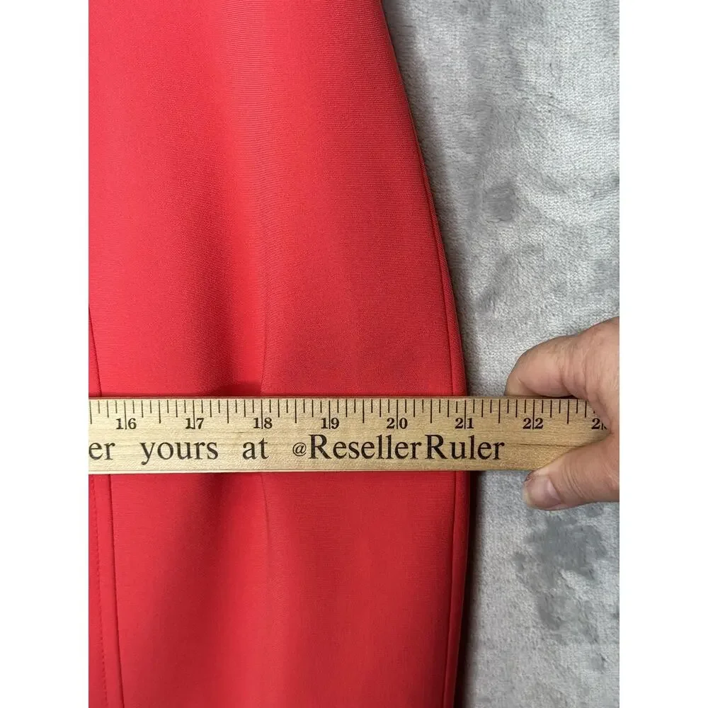 St. John Dress Womens 12 Coral Sheath Sleeveless Ruffle Hem Career Minimalist
